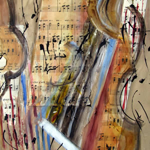 String Music - Mixed media - 9.5x13.5 in.