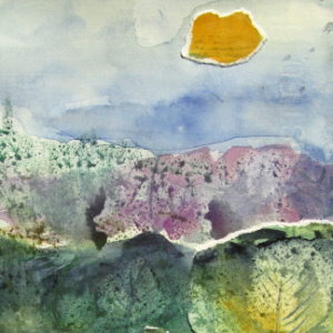 Patchwork Landscape - Watercolor/Collage - 8.5x11 in.