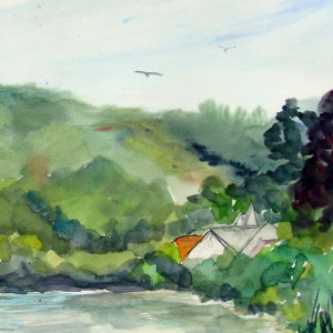 Riverwalk - Watercolor - 24x18 in.